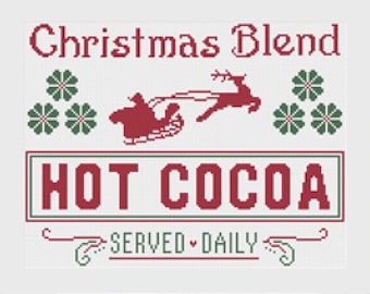 Christmas Blend Hot Cocoa Holiday Cross Stitch Pattern PDF