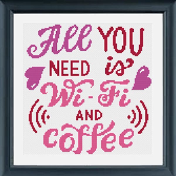 All You Need Is Wifi and Coffee Cross Stitch Pattern PDF