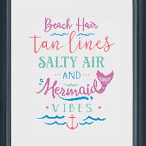 Beach Mermaid Sampler Digital Cross Stitch Pattern PDF image 1