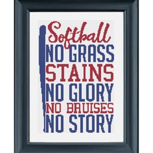 Softball Cross Stitch Pattern Sport Counted Cross Stitch Etsy