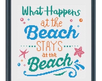 What Happens at the Beach Digital Cross Stitch Patterns PDF