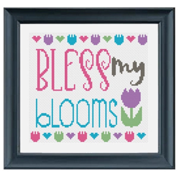 Bless My Blooms Floral Spring Garden Cross Stitch Pattern PDF