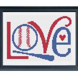 Love Baseball Cross Stitch Pattern PDF