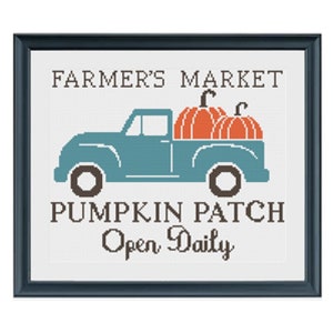 Farmers Market Pumpkin Patch Cross Stitch Pattern PDF