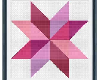 Quilt Block Star Cross Stitch Pattern PDF