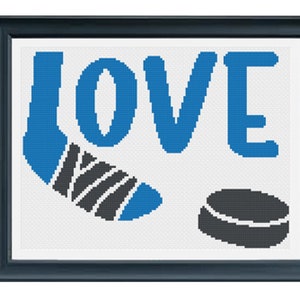 Love Hockey Cross Stitch Pattern PDF