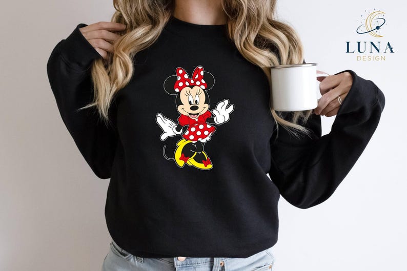 Minnie Sweatshirt, Disney Sweater, Retro Vibes, Cartoon Sweatshirt, Vintage Sweatshirts, Minnie Mouse Gift, Birthday Shirt, Disney T-shirt image 1