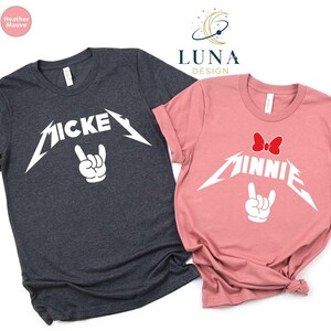 Custom Disney T-shirt, Mickey Mouse Shirt, Minnie Mouse Shirt, Rock And Roll Shirt, Couple Shirts, Metal Music Shirt, Disney Vacation Shirt image 4