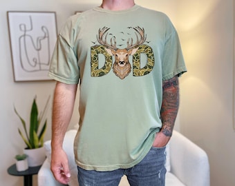 Camisetas de colores cómodos, camisetas de ciervo para papá, camisetas de ciervo para papá, camisetas con estampado de camuflaje, camisetas del Día del Padre, camisetas de cazador para papá, camisetas de color natural para papá