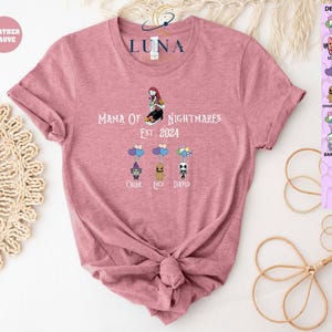 Mama Of Nightmares Shirt, Personalized Mom Tee, Custom Disney Shirt, Disney Mom T-Shirt, Mothers Day Tee, Kids Names Tee, Scary Sally Shirt image 4