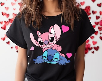 Stitch Couple Shirt | Disney Stitch & Angel Valentine's Day Sweatshirt | Romantic Gift for Him or Her | Adorable Love Outfit