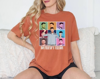Camiseta con colores cómodos, camiseta para novios, camiseta personalizada con foto de amigo, camiseta de San Valentín, camiseta con foto de amigo, camiseta "Amo a mi novio"