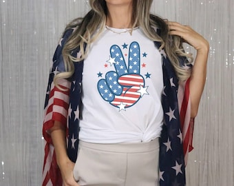 American Victory Shirt, Peace T-Shirt, Stars And Stripes Tee, USA Flag Shirt, American Patriot Tee, July 4th Shirt, Independence Day Tee