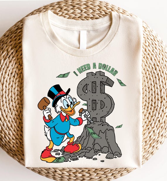 Scrooge McDuck Money Tee – Funny Retro Cartoon Dollar Shirt – Cash Lover Gift for Men & Women – Gold Coin Collector T-Shirt