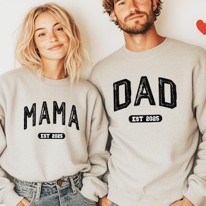 Custom Mom And Dad Shirts, Matching Dad And Mom Shirt, New Dad Shirt, Mom est 2025, New Mom And Dad Gift, Pregnancy Reveal, Dad To Be