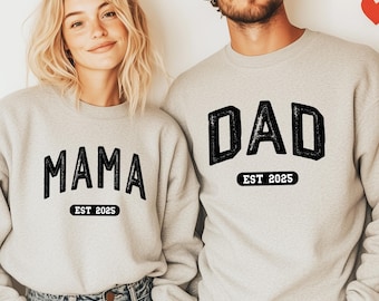 Custom Mom And Dad Shirts, Matching Dad And Mom Shirt, New Dad Shirt, Mom est 2025, New Mom And Dad Gift, Pregnancy Reveal, Dad To Be