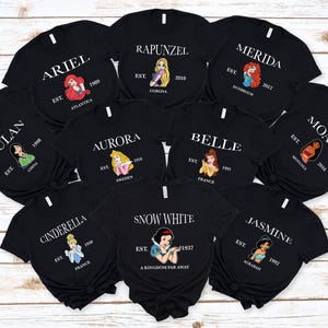 Disney Princess Shirt, Princess Sweatshirt, Disney Vacation Tee, Girls Trip Tee, Disney Travel Tee, Mulan Tee, Belle Tee, Elsa Tee, Anna Tee 画像 1