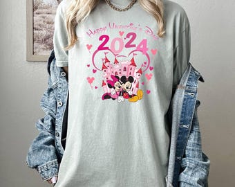 Camiseta Comfort Colors, camiseta "Feliz Día de San Valentín", camiseta "Mickey Lover", camiseta "Minnie Lover", camiseta "XOXO", camiseta "Disney Valentine", camiseta "San Valentín para mujer"