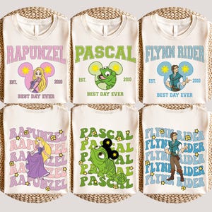 Personalized Tangled T-Shirt, Rapunzel, Pascal, and Flynn Rider Disney Tee, &quot;Best Day Ever&quot; Design, Family Disney Trip Outfit, Gift for Fans