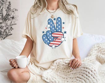 Camiseta de colores cómodos, camiseta del 4 de julio, camiseta de la victoria, camiseta de estrellas y rayas, camiseta de la bandera estadounidense, camiseta de la independencia, camiseta de EE. UU., camiseta patriótica