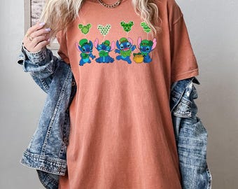 Comfort Color Shirt, Stitch Women Shirt, Lucky Stitch Tee, St Paddy's Day Tee, Stitch T-Shirt, Irish Day Shirt, Lucky Shamrock T-Shirt