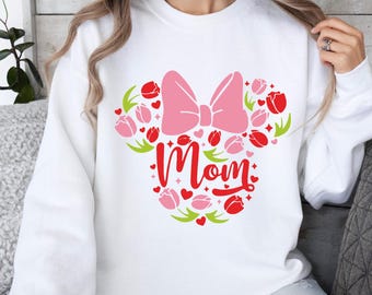 Flower Minnie Ear Shirt, Disney Floral Shirt, Red Rose Mom Shirt, Rose Minnie Shirt, Mom Gift Tee, Mothers Day Disney Shirt, Floral Mom Tee