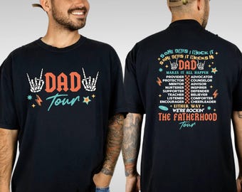 Camiseta de colores cómodos, camiseta de la gira de papá, camiseta de la gira de paternidad, camiseta de papá de doble cara, camiseta del Día del Padre, camiseta de papá inspirador, camiseta del mejor papá del mundo