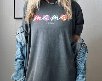 Camisetas de colores cómodos, camisetas personalizadas para mamá, camisetas para el Día de la Madre, camisetas para abuelas, camisetas para tías, camisetas para mamás, camisetas personalizadas para mamás