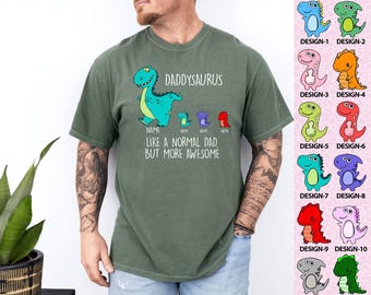 Camiseta de colores cómodos, camiseta personalizada para papá, camiseta del Día del Padre, camiseta de Papásaurio, camiseta de Tíosaurio, camiseta de Abuelosaurio, camiseta de Dinosaurio, Papá increíble