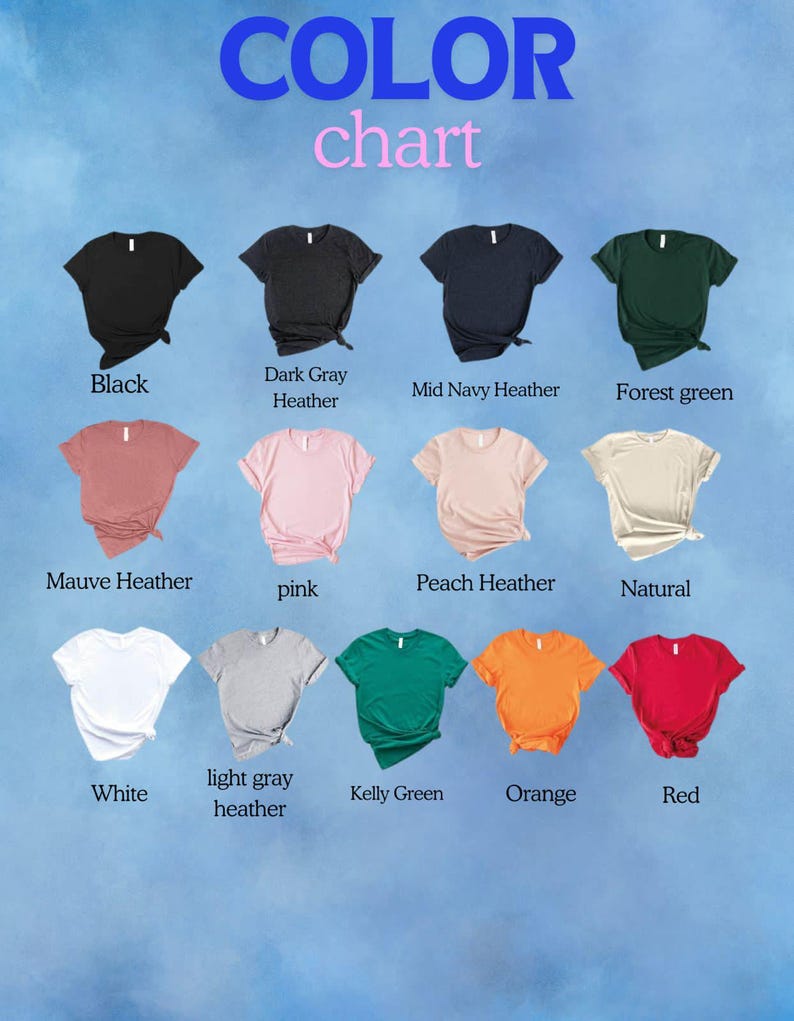 the color chart for a women's t - shirt