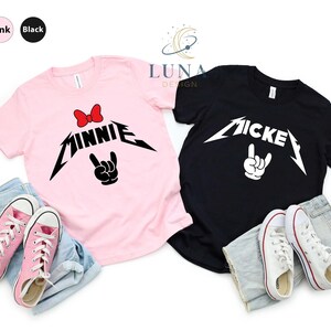Custom Disney T-shirt, Mickey Mouse Shirt, Minnie Mouse Shirt, Rock And Roll Shirt, Couple Shirts, Metal Music Shirt, Disney Vacation Shirt image 3