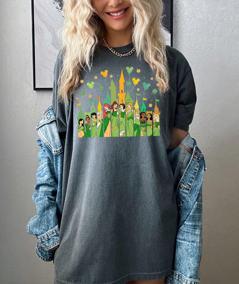 Comfort Color Shirt, St Paddy's Princess Shirt, Cinderella Tee, Elsa Shirt, Rapunzel Tee, Pocahontas Shirt, Ariel Tee, Disney Princess Shirt Bild 5
