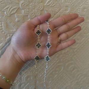 Handmade beaded bracelet, Green Purple Clover Crystal bead bracelet, Elegant bead bracelet, Gift for Her, Four leaf Clover bracelet
