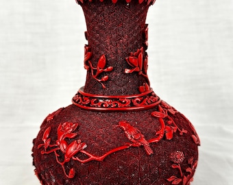 中国製辰砂漆器玉湖花瓶 赤 Yun Kang Art & Design - Etsy 日本