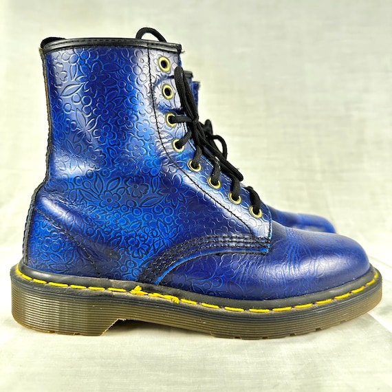 Dr Martens 101 Blue Embossed Floral Made in England Size From