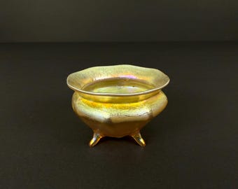Antique Tiffany Studios Favrile Glass Footed Salt Cellar - L.C.T. M4928 - Late 1890s