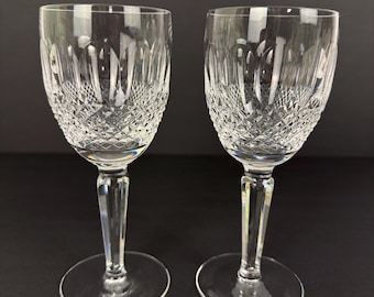 Set of 2 Waterford Crystal "Colleen" Tall Stem Claret Wine Glasses - 6.5"