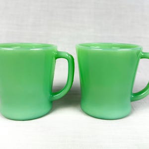 Set of 2 Vintage Fire-King Jadite Mugs by Anchor Hocking in Very Good Condition