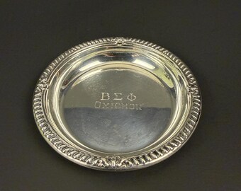 Vintage Birks Sterling Silver Beta Sigma Phi Sorority Dish, Omicron Chapter, 33.6g