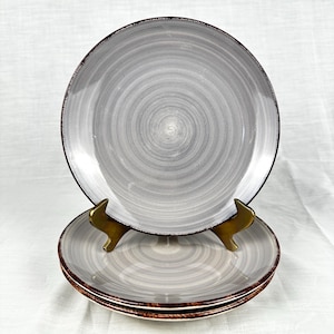ROYAL NORFOLK 8” Salad Plates Aubergine Spiral Stoneware Set of Three