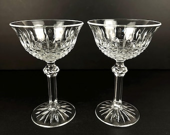 Copas de champán de cristal Regency Fidenza Vetraria, copas de champán vintage, juego de dos copas de vidrio soplado