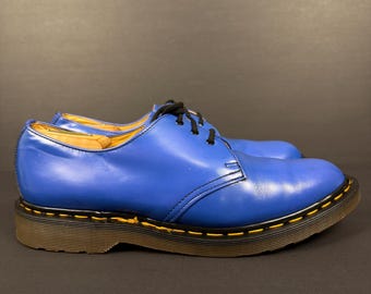 Vintage Dr. Martens 1461 Blue Leather Derby Shoes - Made in England - Size UK 10.5