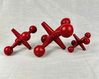 MCM 1960s Atomic Red Bill Curry Design Cast Iron Jack Bookend Paperweight