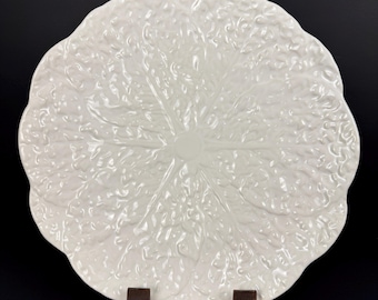 Set of 4 Olfaire Portugal White Cabbage Leaf Charger Plates - 12.25" Vintage Majolica Style
