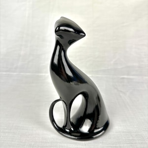 Royal Dux Black Cat Jaroslav Jezek Vintage Porcelain Cat Figurine Made in Czechoslovakia 1950s 1960s