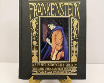 1988 Frankenstein Mary Shelley Hardcover - Portland House Illustrated Classics - Lynd Ward & Aristides Ruiz