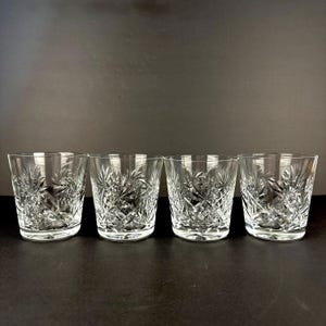 Set Of Four Cut Crystal Old Fashioned Whiskey Tumblers Pineapple Cut 3.5” High