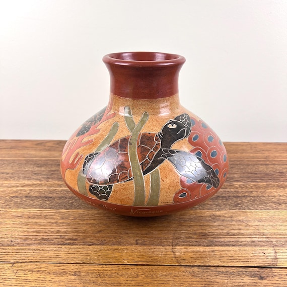 1980's Bladimir Norori Nicaragua 3 Sea Turtle Pot / Vase - Etsy