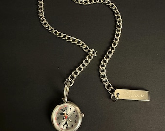 Disney Minnie Mouse Nurse Fob Watch - Silver Tone MZB - Japan Movement