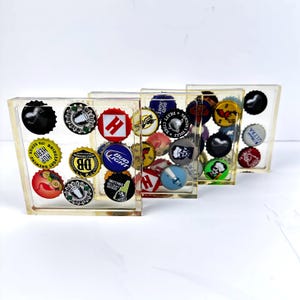 Posavasos de resina con forma de tapa de botella de cerveza vintage, ideales para una cueva de hombres o como regalo para el Día del Padre